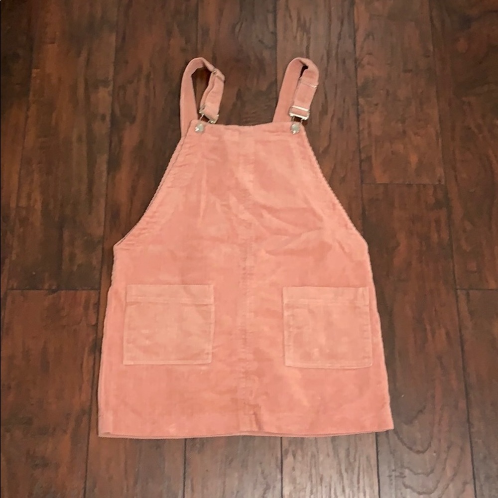 Baby pink corduroy overall dress